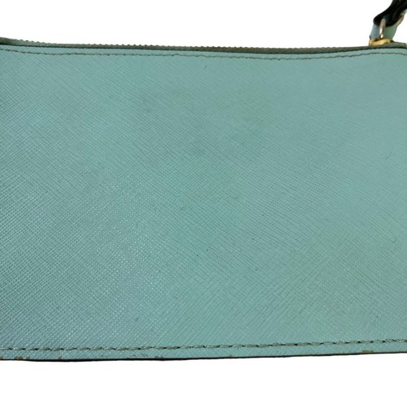 Kate Spade New York Aqua Blue Wristlet Coin Purse 100% Cow Hide Genuine Leather - Picture 12 of 16